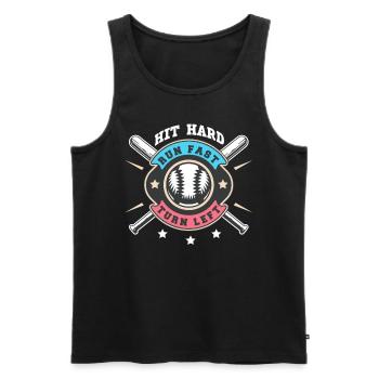 Hit Hard Run Fast Turn Left Baseball - Männer Premium Bio Tank Top - Schwarz - Vorne - Michal (187cm)