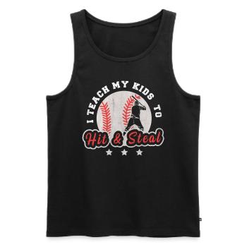 I Teach My Kids To Hit & Steal Baseball Dad - Männer Premium Bio Tank Top - Schwarz - Vorne - AI Model Male 178 light (178cm)