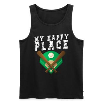 My Happy Place Ballpark Baseball - Men's Premium Organic Tank Top - black - Front - AI Model Male 178 light (178cm)
