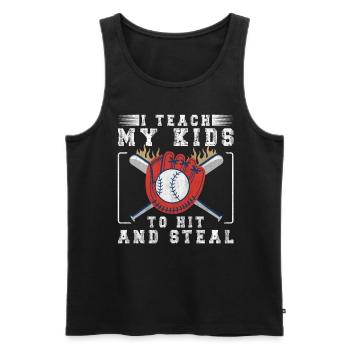I Teach My Kids To Hit & Steal Baseball Dad - Männer Premium Bio Tank Top - Schwarz - Vorne - AI Model Male 178 light (178cm)