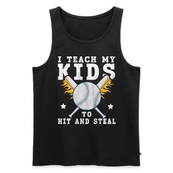 I Teach My Kids To Hit & Steal Baseball Dad - Männer Premium Bio Tank Top - Schwarz - Vorne - AI Model Male 178 light (178cm)