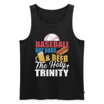 Hot-dogs de baseball et bière The Holy Trinity Baseball - Débardeur bio Premium Homme - noir - Devant - AI Model Male 178 light (178cm)