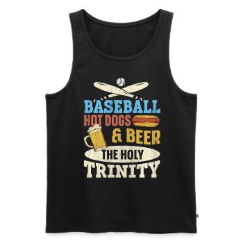 Hot-dogs de baseball et bière The Holy Trinity Baseball - Débardeur bio Premium Homme - noir - Devant - AI Model Male 178 light (178cm)