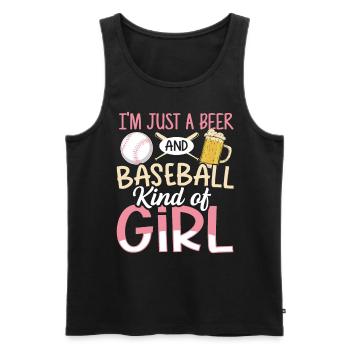 Je suis juste une bière et un baseball genre de fille de baseball - Débardeur bio Premium Homme - noir - Devant - AI Model Male 178 light (178cm)