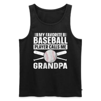 Mon joueur de baseball préféré m’appelle grand-père - Débardeur bio Premium Homme - noir - Devant - Michal (187cm)