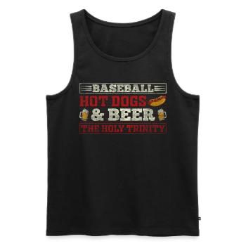 Hot-dogs de baseball et bière The Holy Trinity Baseball - Débardeur bio Premium Homme - noir - Devant - AI Model Male 178 light (178cm)