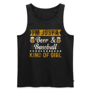 Je suis juste une bière et un baseball genre de fille de baseball - Débardeur bio Premium Homme - noir - Devant - AI Model Male 178 light (178cm)