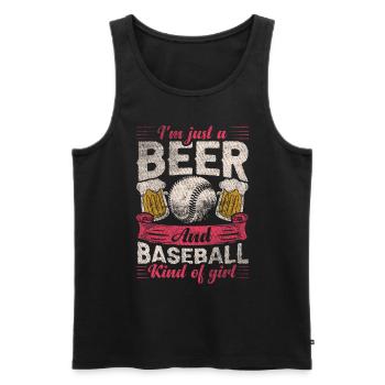 Je suis juste une bière et un baseball genre de fille de baseball - Débardeur bio Premium Homme - noir - Devant - AI Model Male 178 light (178cm)