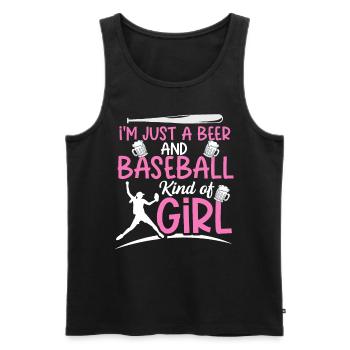 Je suis juste une bière et un baseball genre de fille de baseball - Débardeur bio Premium Homme - noir - Devant - AI Model Male 178 light (178cm)