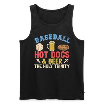 Hot-dogs de baseball et bière The Holy Trinity Baseball - Débardeur bio Premium Homme - noir - Devant - AI Model Male 178 light (178cm)