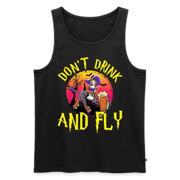 Hexe Halloween Party Motif Don't Drink And Fly - Männer Premium Bio Tank Top - Schwarz - Vorne - AI Model Male 178 light (178cm)