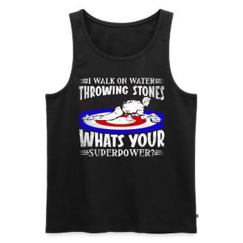 I Walk On Water Sliding Stones Curling - Männer Premium Bio Tank Top - Schwarz - Vorne - AI Model Male 178 light (178cm)