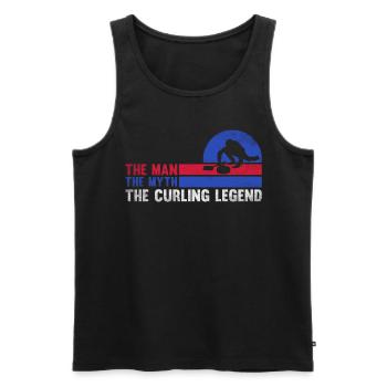 L’homme Le mythe La légende du curling Curling Papa - Débardeur bio Premium Homme - noir - Devant - Michal (187cm)