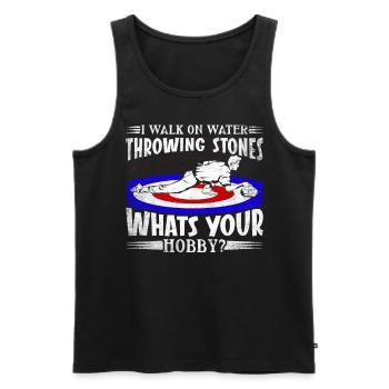 I Walk On Water Sliding Stones Curling - Männer Premium Bio Tank Top - Schwarz - Vorne - AI Model Male 178 light (178cm)