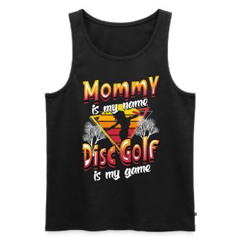 Maman est mon nom Disc Golf est mon jeu pour maman - Débardeur bio Premium Homme - noir - Devant - AI Model Male 178 light (178cm)