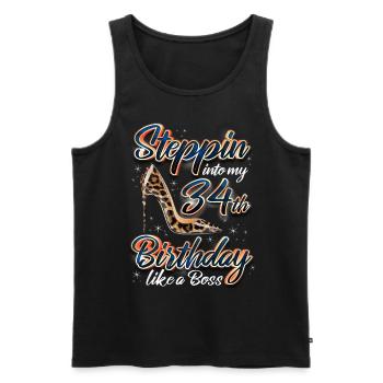 Steppin Into My 34th Birthday 34. Geburtstags - Men's Premium Organic Tank Top - black - Front - Michal (187cm)