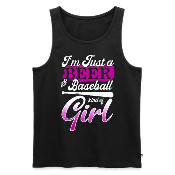 Je suis juste une bière et une fille de baseball - Débardeur bio Premium Homme - noir - Devant - AI Model Male 178 light (178cm)