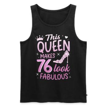 Cette reine fait 76 look Fabuleux 76e anniversaire - Débardeur bio Premium Homme - noir - Devant - AI Model Male 178 light (178cm)