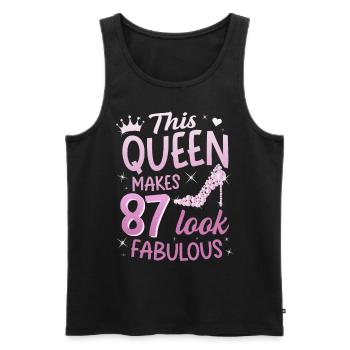 Cette reine fait 87 look Fabuleux 87e anniversaire - Débardeur bio Premium Homme - noir - Devant - Michal (187cm)