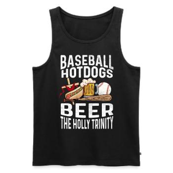 Baseball Hot Dogs & Bière The Holy Trinity Baseball - Débardeur bio Premium Homme - noir - Devant - AI Model Male 178 light (178cm)
