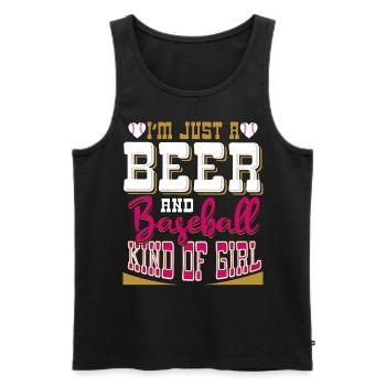 Je suis juste une bière et une fille de baseball - Débardeur bio Premium Homme - noir - Devant - AI Model Male 178 light (178cm)