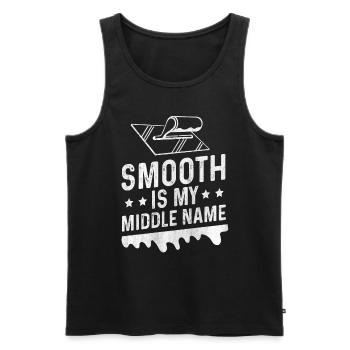 Smooth Is My Middle Name Betonbauer - Männer Premium Bio Tank Top - Schwarz - Vorne - AI Model Male 178 light (178cm)
