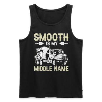 Smooth Is My Middle Name Betonbauer - Men's Premium Organic Tank Top - black - Front - Michal (187cm)