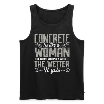 Concrete Is Like A Woman Betonbauer - Männer Premium Bio Tank Top - Schwarz - Vorne - AI Model Male 178 light (178cm)