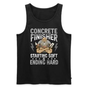 Starting Soft & Ending Hard Betonbauer - Männer Premium Bio Tank Top - Schwarz - Vorne - AI Model Male 178 light (178cm)