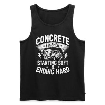 Starting Soft & Ending Hard Betonbauer - Männer Premium Bio Tank Top - Schwarz - Vorne - AI Model Male 178 light (178cm)