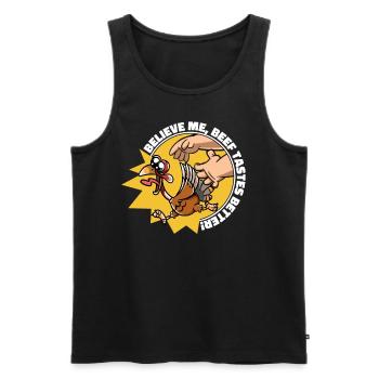 Believe Me, Beef Tastes Better Funny Thanksgiving - Männer Premium Bio Tank Top - Schwarz - Vorne - AI Model Male 178 light (178cm)