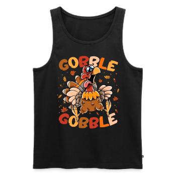 Thanksgiving Funny Turkey Gobble Gobble - Men's Premium Organic Tank Top - black - Front - Michal (187cm)