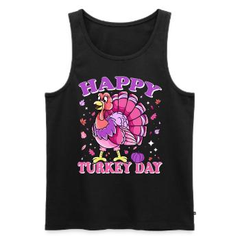Thanksgiving Female Turkey Happy Turkey Day - Men's Premium Organic Tank Top - black - Front - Michal (187cm)