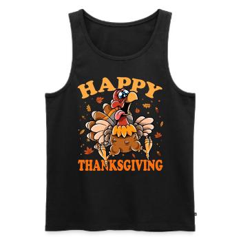 Thanksgiving Funny Turkey Happy Turkey Day - Men's Premium Organic Tank Top - black - Front - Michal (187cm)