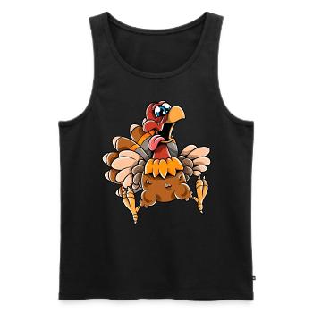 Thanksgiving Funny Turkey Happy Turkey Day - Men's Premium Organic Tank Top - black - Front - Michal (187cm)