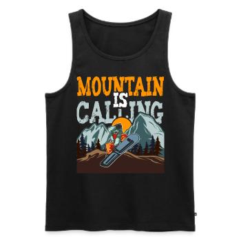 La montagne appelle le snowboard - Débardeur bio Premium Homme - noir - Devant - Michal (187cm)