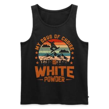 My Drug Of Choice Is White Powder Snowboarding - Men's Premium Organic Tank Top - black - Front - Michal (187cm)