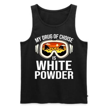 My Drug Of Choice Is White Powder Snowboarding - Men's Premium Organic Tank Top - black - Front - Michal (187cm)