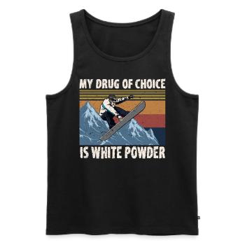 My Drug Of Choice Is White Powder Snowboarding - Men's Premium Organic Tank Top - black - Front - Michal (187cm)