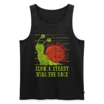 Snail Running Team Funny Snail Runner - Men's Premium Organic Tank Top - black - Front - Michal (187cm)