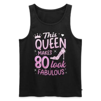 Cette reine fait 80 look Fabuleux 80e anniversaire - Débardeur bio Premium Homme - noir - Devant - Michal (187cm)