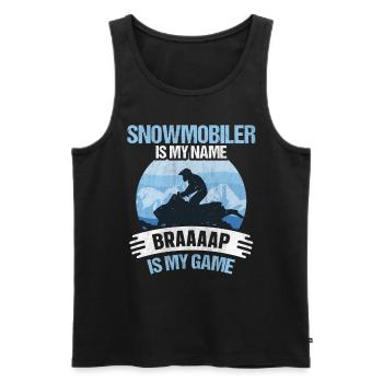 Snowmobile Braaaap est mon jeu Motoneiges - Débardeur bio Premium Homme - noir - Devant - AI Model Male 178 light (178cm)
