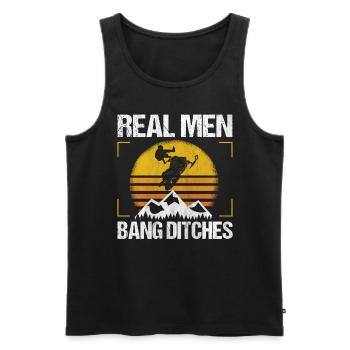 Real Men Bang Ditches Snowmobile - Men's Premium Organic Tank Top - black - Front - Michal (187cm)