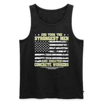 God took Stongest Created Concrete Workers US Flag - Männer Premium Bio Tank Top - Schwarz - Vorne - AI Model Male 178 light (178cm)