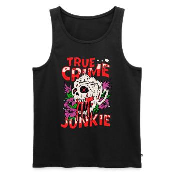 True Crime Junkie - Männer Premium Bio Tank Top - Schwarz - Vorne - AI Model Male 178 light (178cm)