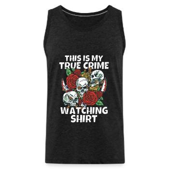 True Crime Junkie - Men's Premium Organic Tank Top - charcoal grey - Front - Alexander (188cm)
