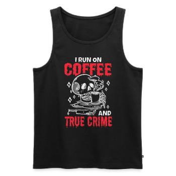 Je cours sur le café et le vrai crime - Débardeur bio Premium Homme - noir - Devant - Michal (187cm)
