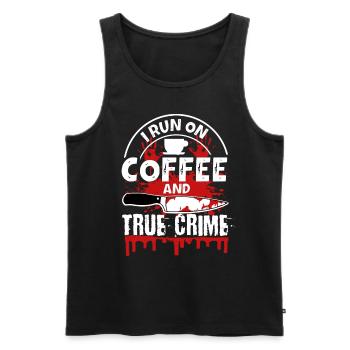 Je cours sur le café et le vrai crime - Débardeur bio Premium Homme - noir - Devant - Michal (187cm)