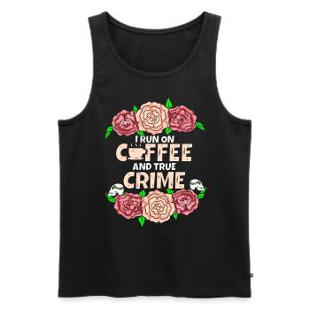 Je cours sur le café et le vrai crime - Débardeur bio Premium Homme - noir - Devant - Michal (187cm)