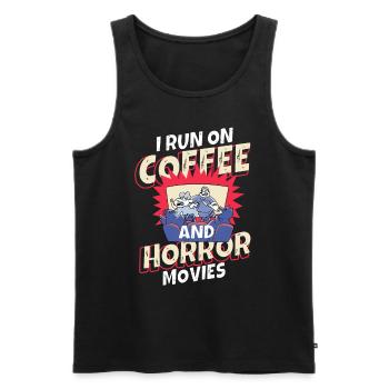 Je cours sur le café et le vrai crime - Débardeur bio Premium Homme - noir - Devant - Michal (187cm)